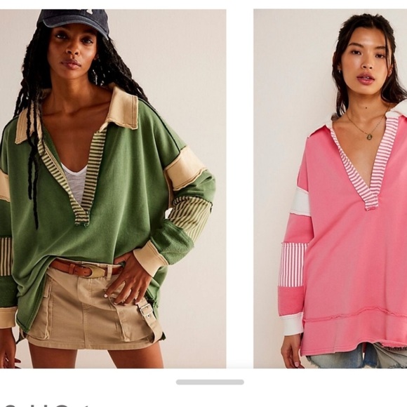 Free People We The Free Clean Prep Polo Pullover Top Light Green Size XL - Picture 2 of 8